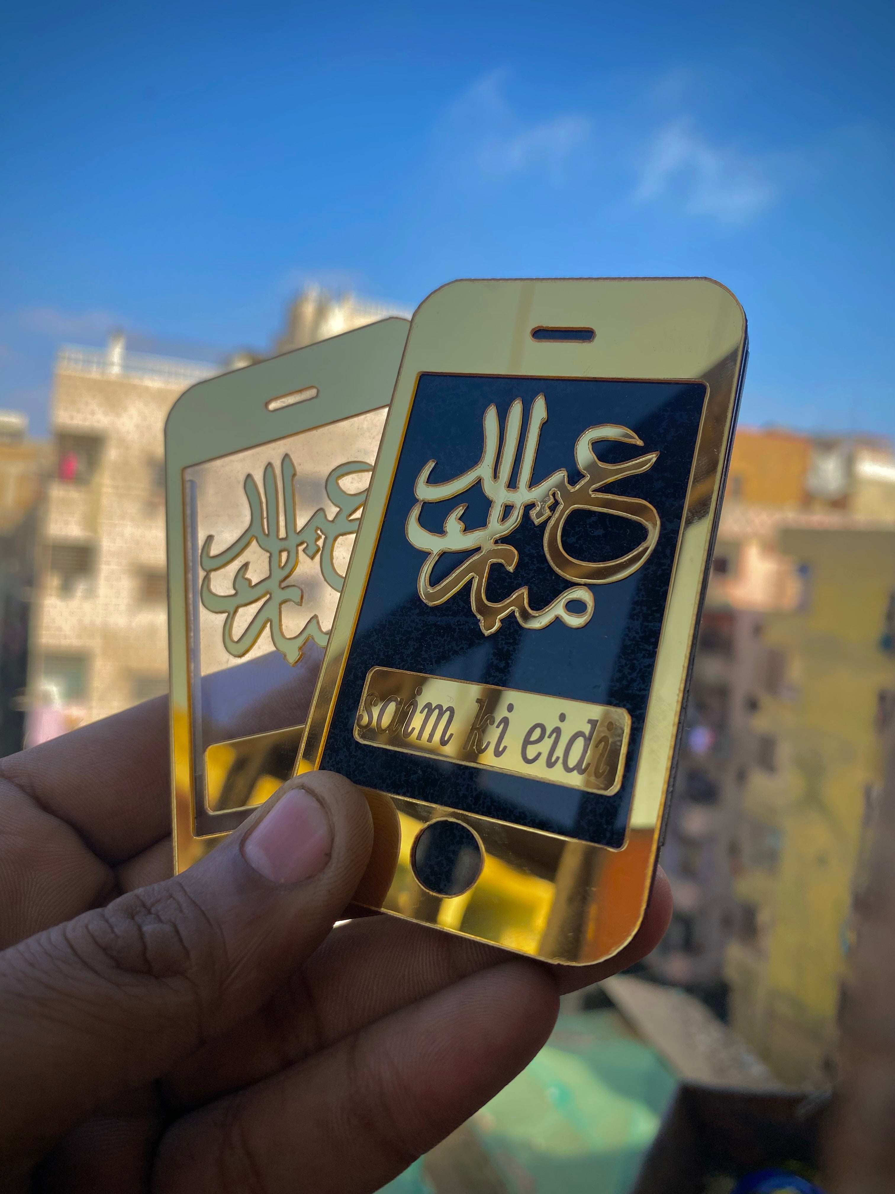 Customized Name Phone Acrylic Eidi Envelope | Laser Cut Eid Mubarak Eidi Box | Premium Money Envelope for Eid Gifts | Personalized Eidi for Kids & Loved Ones